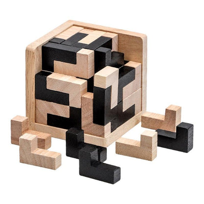 3D Wooden Cube Puzzle Luban Interlocking Educational Toys - BestShop