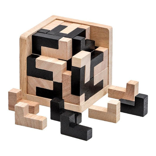 3D Wooden Cube Puzzle Luban Interlocking Educational Toys - BestShop