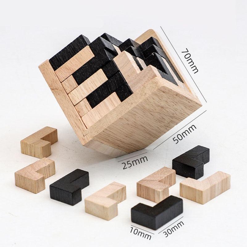 3D Wooden Cube Puzzle Luban Interlocking Educational Toys - BestShop