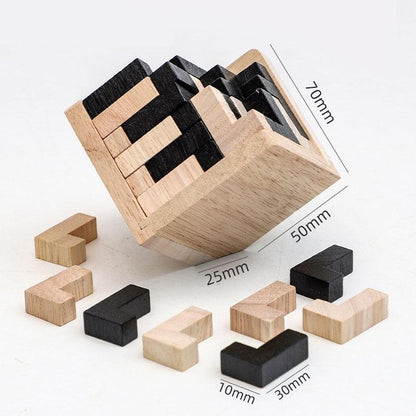 3D Wooden Cube Puzzle Luban Interlocking Educational Toys - BestShop