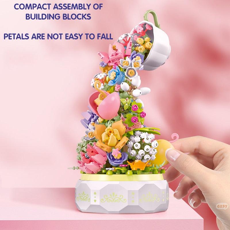 575pcs Tea Pot Flower Lighting Music Box Building Block - BestShop