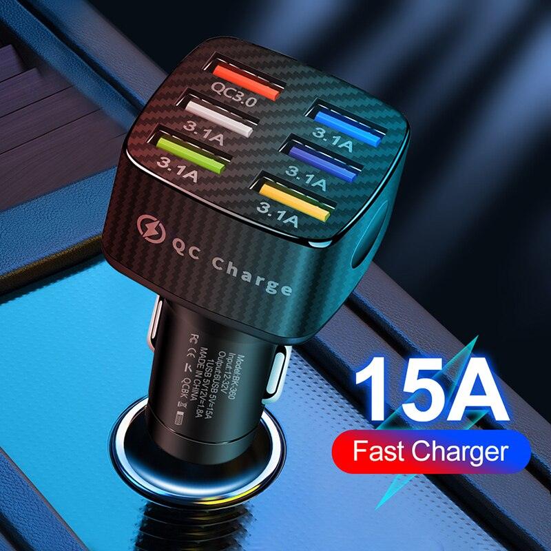 6 USB Multi-function QC3.0 15A Car Fast Charger - BestShop
