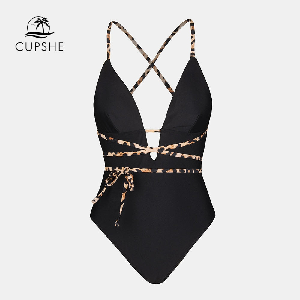 Black Cross Back Plunge Monokini - BestShop