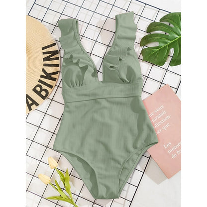 Floral Ruffle Off-Shoulder One-Piece Swimsuit - BestShop