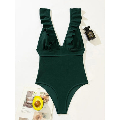Floral Ruffle Off-Shoulder One-Piece Swimsuit - BestShop