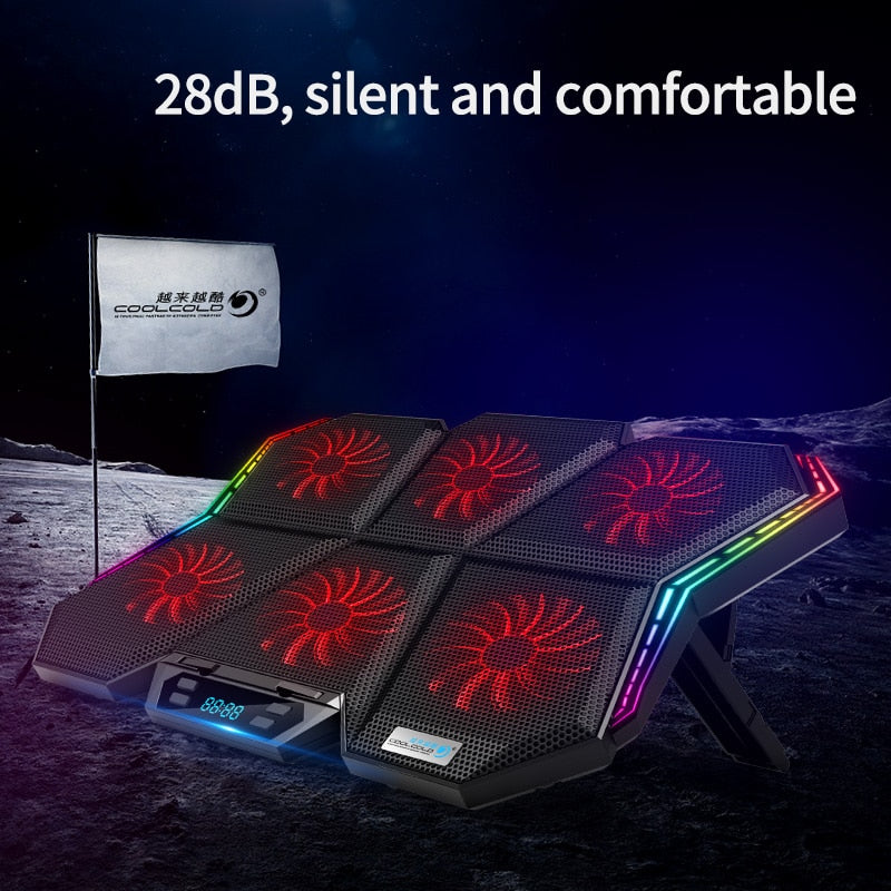 Coolcold Gaming RGB Laptop Cooler 12-17 Inch Led Screen - BestShop