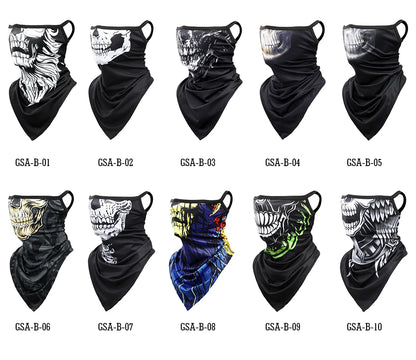 3D Skull Summer Hanging Ear Triangle Scarf