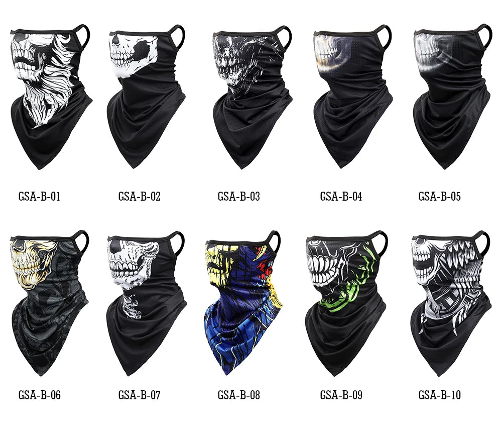 3D Skull Summer Hanging Ear Triangle Scarf