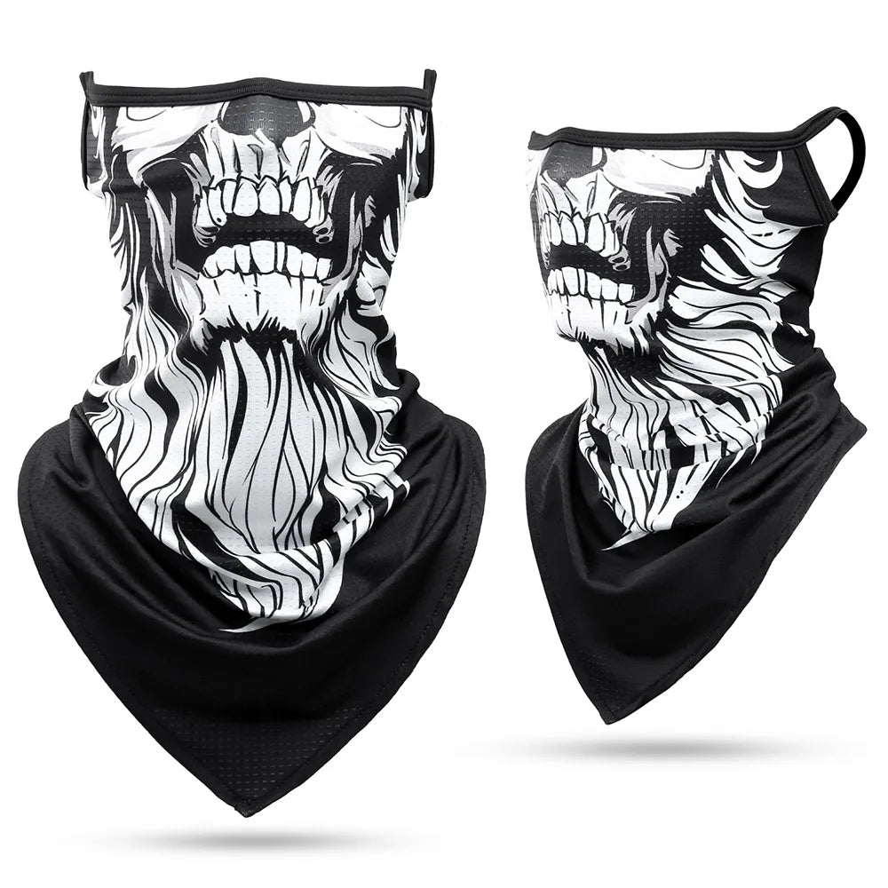 3D Skull Summer Hanging Ear Triangle Scarf