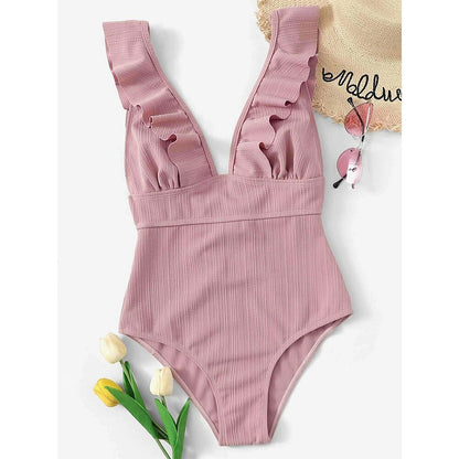 Floral Ruffle Off-Shoulder One-Piece Swimsuit - BestShop