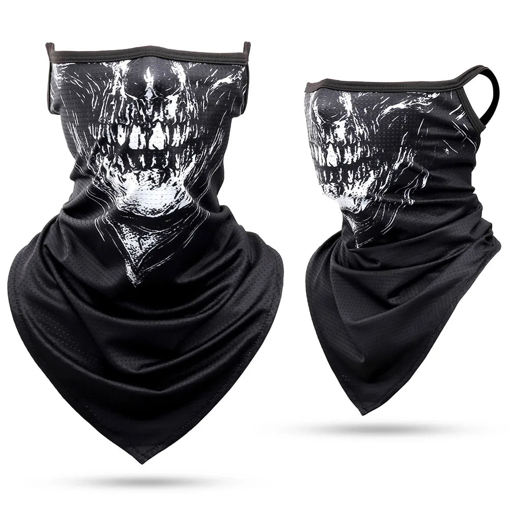 3D Skull Summer Hanging Ear Triangle Scarf