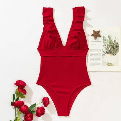 Floral Ruffle Off-Shoulder One-Piece Swimsuit - BestShop