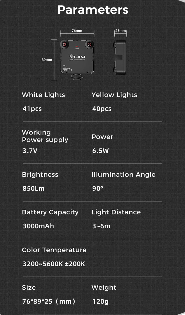 VIJIM LED Camera Light Lamp Photography