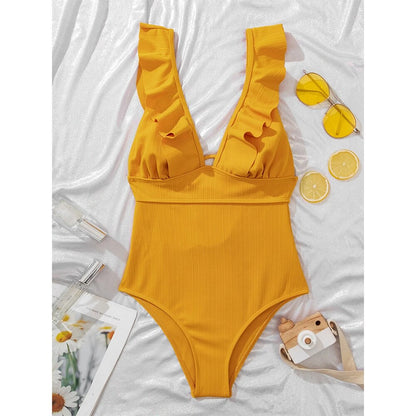 Floral Ruffle Off-Shoulder One-Piece Swimsuit - BestShop