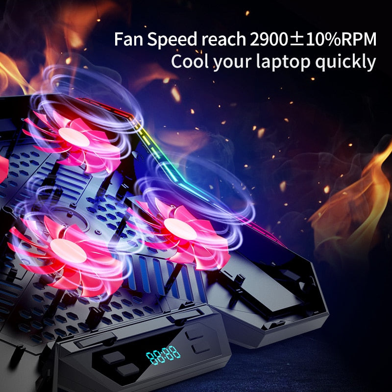 Coolcold Gaming RGB Laptop Cooler 12-17 Inch Led Screen - BestShop