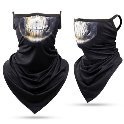 3D Skull Summer Hanging Ear Triangle Scarf