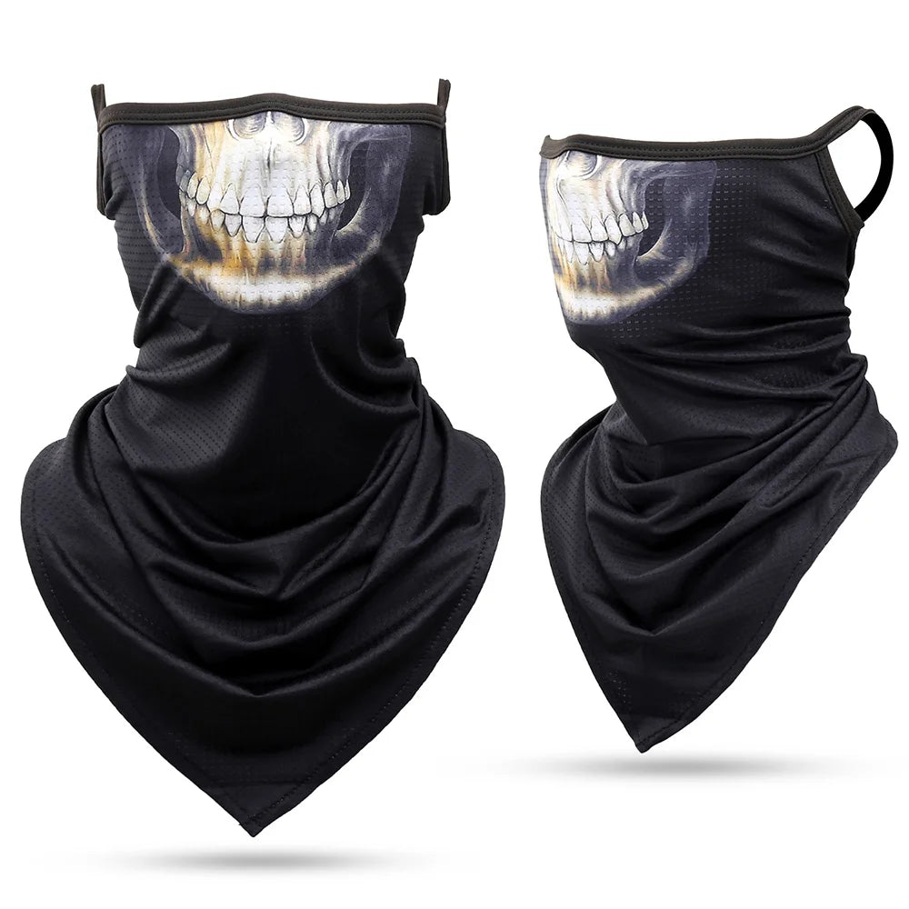 3D Skull Summer Hanging Ear Triangle Scarf