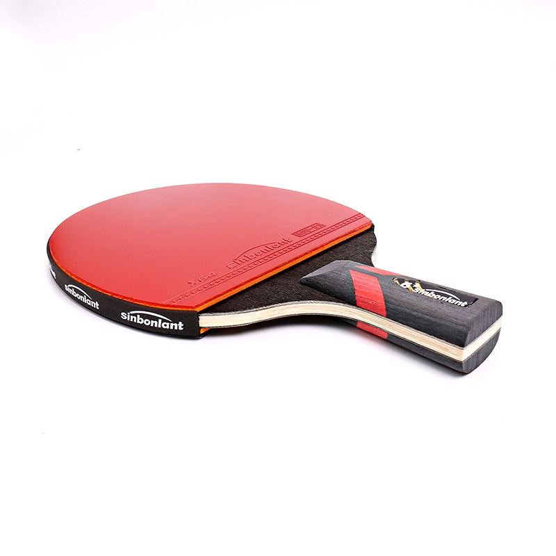 Professional Tennis Table Racket Short Long Handle Carbon Blade Rubber - BestShop