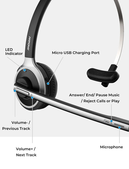 Mpow M5 Bluetooth V5.0 Headset Wireless