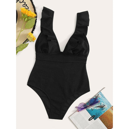 Floral Ruffle Off-Shoulder One-Piece Swimsuit - BestShop