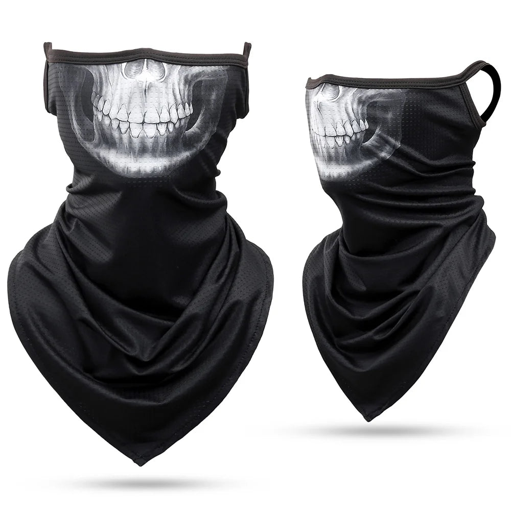 3D Skull Summer Hanging Ear Triangle Scarf