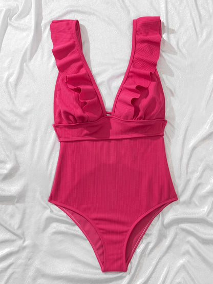 Floral Ruffle Off-Shoulder One-Piece Swimsuit - BestShop