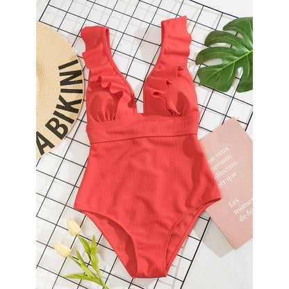 Floral Ruffle Off-Shoulder One-Piece Swimsuit - BestShop