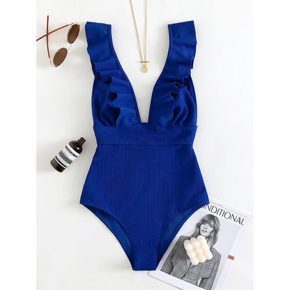 Floral Ruffle Off-Shoulder One-Piece Swimsuit - BestShop