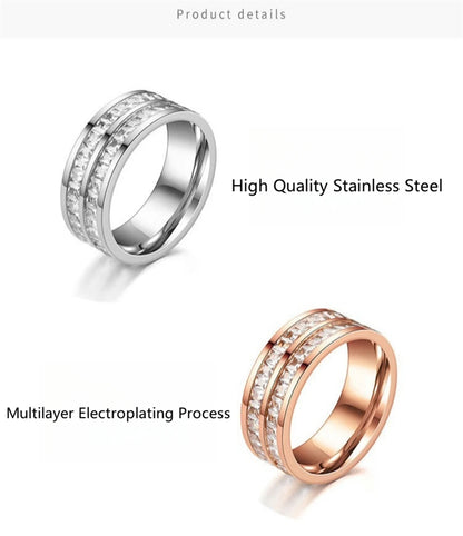 Luxury Double Rowed Square Zircon Ring