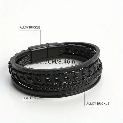 Multi-Layered Vintage Leather Bracelet
