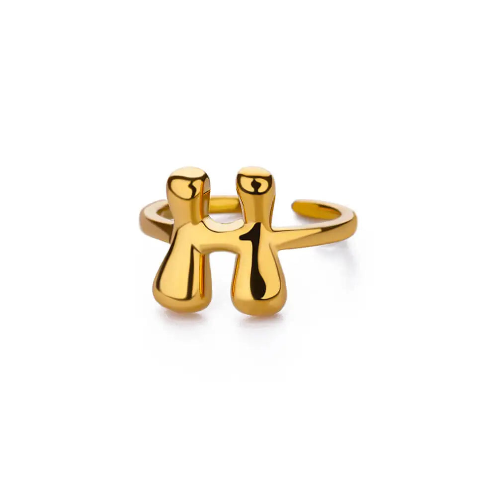 Gold Color Cute Bubble Letters Rings