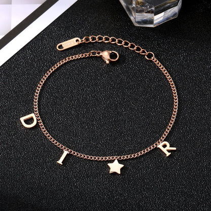 Korea New Fashion Letter Star Pendant Bracelet
