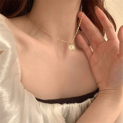 French Retro Gold Color Rose Necklace