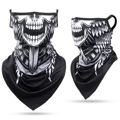 3D Skull Summer Hanging Ear Triangle Scarf
