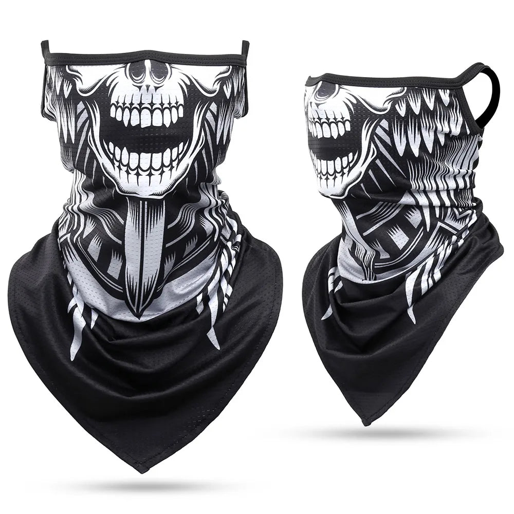 3D Skull Summer Hanging Ear Triangle Scarf