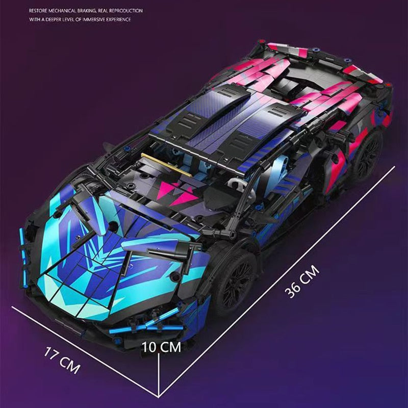 Black Purple Lamborghinised Sian Sport Car Building Blocks - BestShop