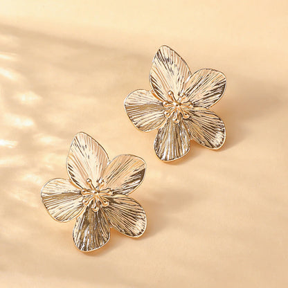 Fashion Trendy Stainless Steel Flower Earrings