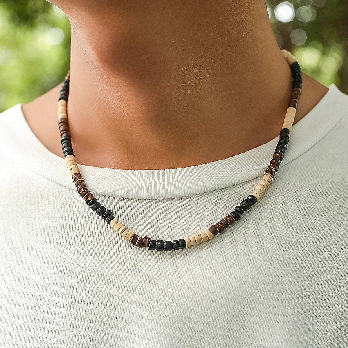 Summer Beach Wooden Beaded Surfer Necklace