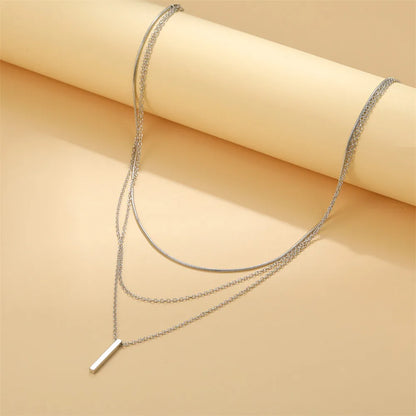 Vintage Layered Metal Bar Necklace
