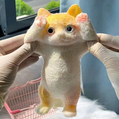 Squishy Cute Flocking Cat Stress Relief Toy
