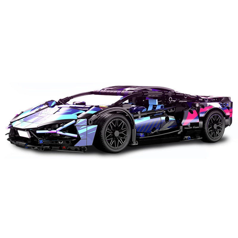 Black Purple Lamborghinised Sian Sport Car Building Blocks - BestShop