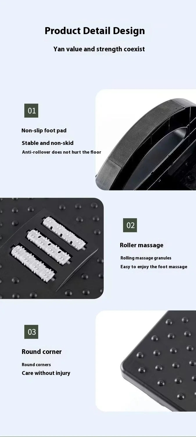 Portable Ergonomic Foot Rest with Massage Rollers