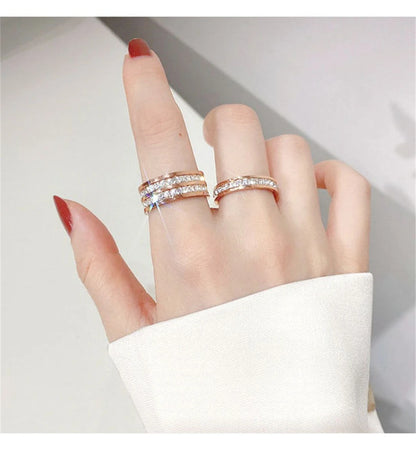 Luxury Double Rowed Square Zircon Ring