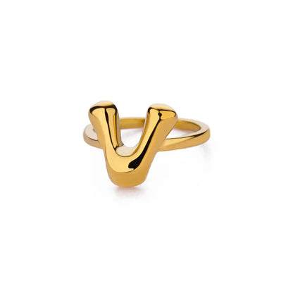 Gold Color Cute Bubble Letters Rings
