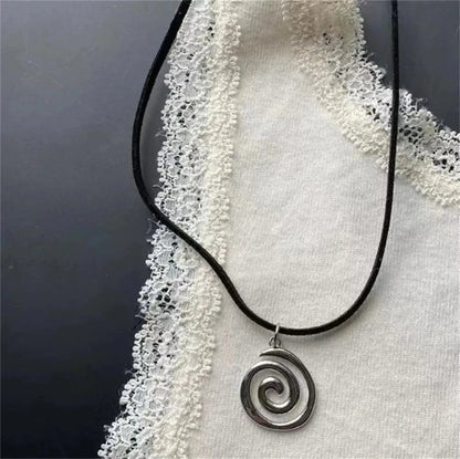 Vintage Spiral Vortex Pendant Necklace