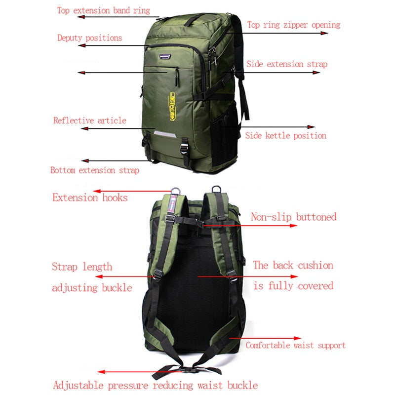 80L 50L Outdoor Backpack Climbing Travel Backpack - BestShop