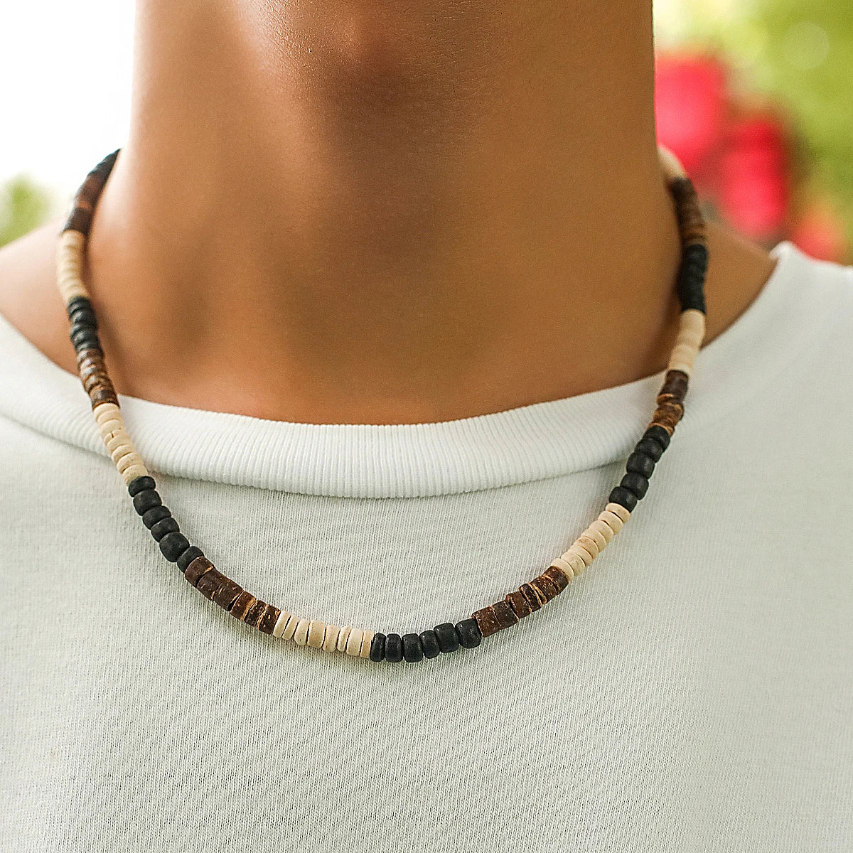 Summer Beach Wooden Beaded Surfer Necklace