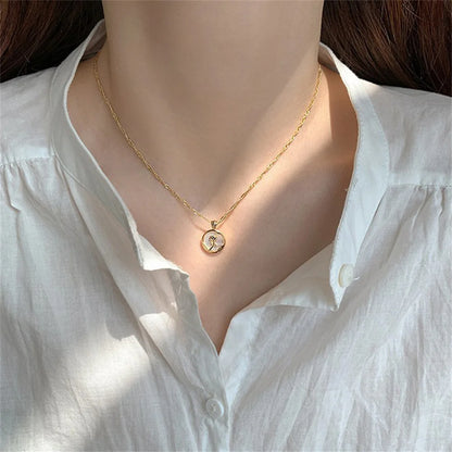 French Retro Gold Color Rose Necklace
