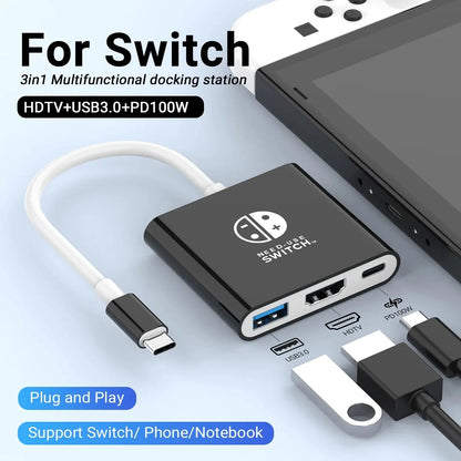 Switch Dock 4K HDMI USB 3.0 Hub Adapter