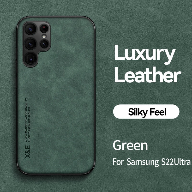 Magnetic Sheepskin Leather Case For Samsung Galaxy - BestShop